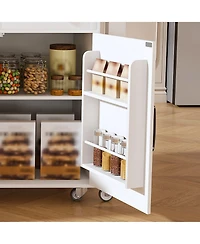 Casainc Kitchen Island with Extendable Dining Table and Power Outlet, Mdf Frame, 74.8"