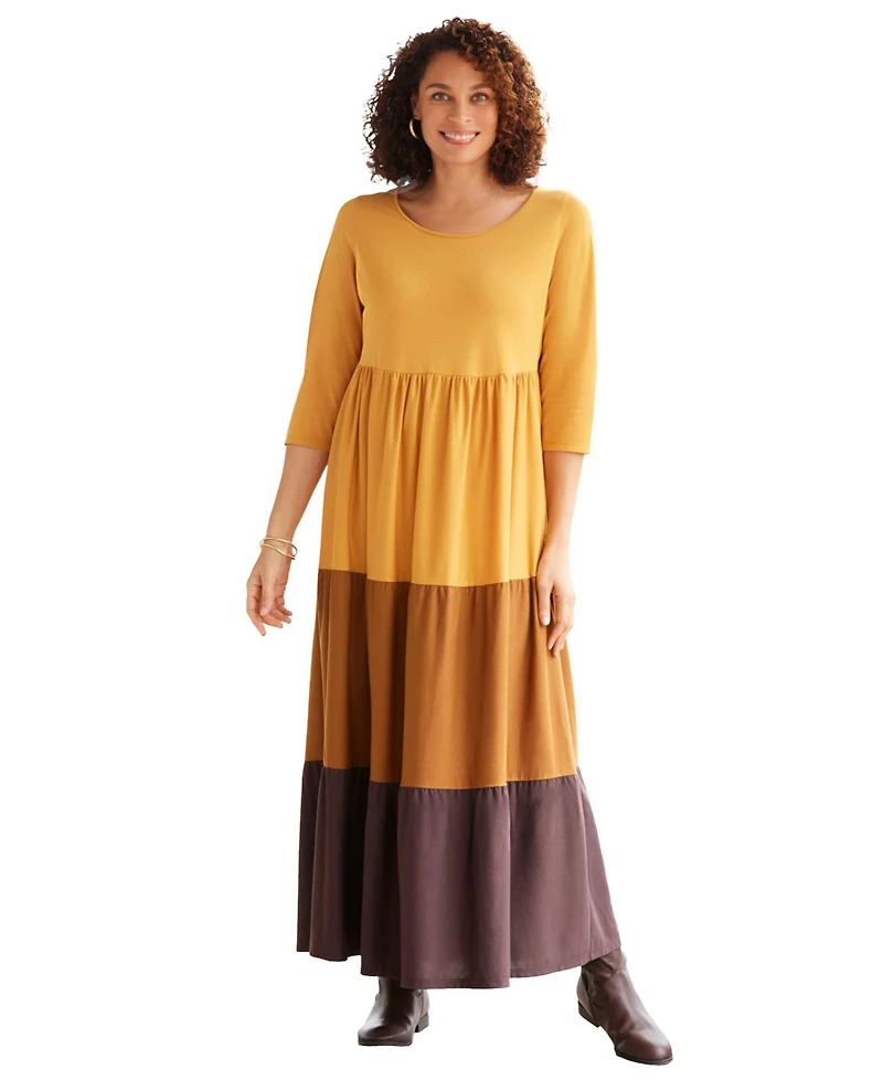Woman Within Women's Colorblock Tiered Dress