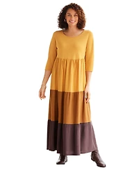 Woman Within Women's Colorblock Tiered Dress