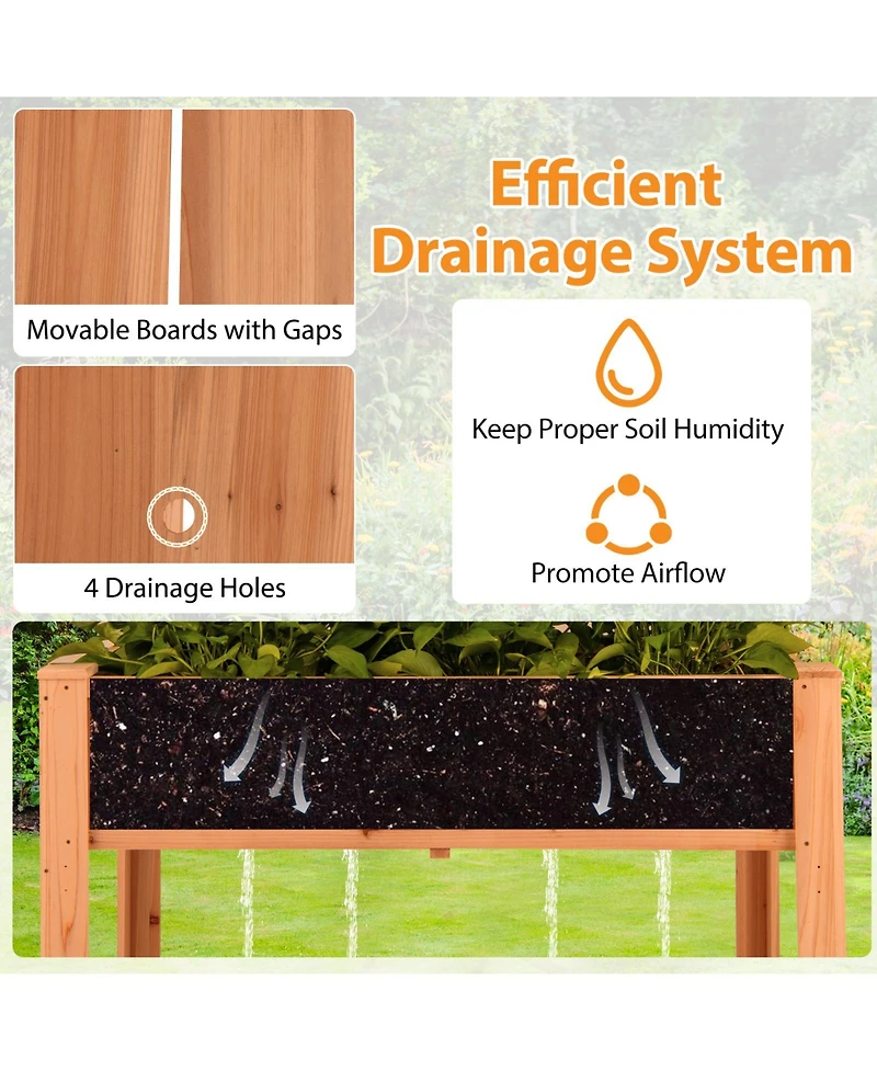 Gymax Raised Garden Bed w/ Trellis Wooden Elevated Planter Box w/ Legs & Liner