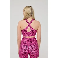 Oosc Women's High Support Elite Crossback Sports Bra - Pink Leopard