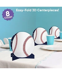 Big Dot of Happiness Freestanding 3D Baseball Centerpiece Table Decorations - 8 Count
