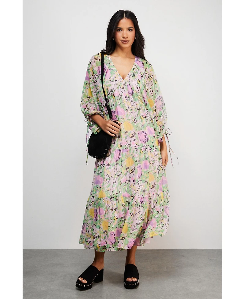 Warehouse Women's Chiffon Batwing Midi Dress