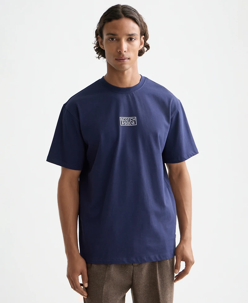 Scotch & Soda Men's Relaxed Fit Cross Stitch Artwork T-Shirt