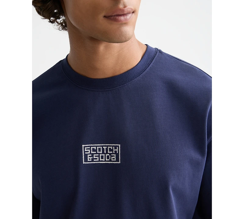 Scotch & Soda Men's Relaxed Fit Cross Stitch Artwork T-Shirt