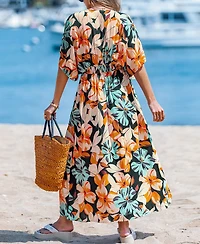 Cupshe Women's Coral Island Tropical Maxi Beach Dress