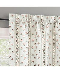 Ridgewood Floral Stripe Semi-Sheer Rod Pocket Kitchen Curtain Tier Pair