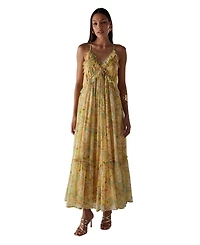 Warehouse Chiffon Ruffle Strappy Floaty Maxi Dres