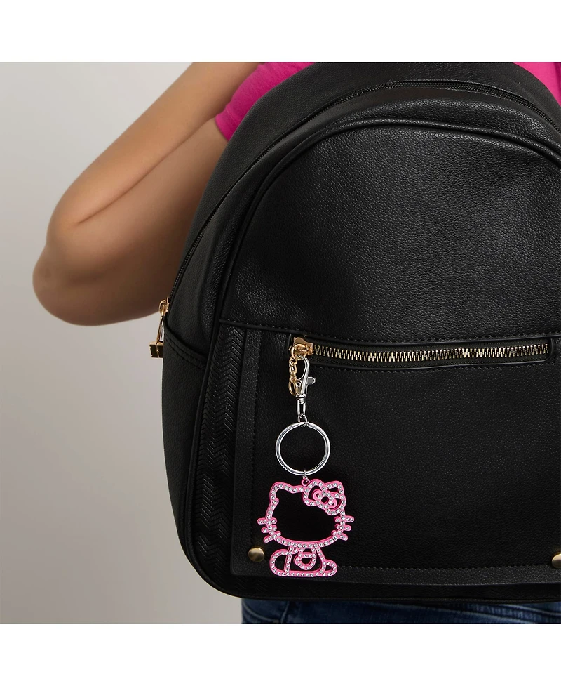 Hello Kitty Pink Silhouette Outline Crystal Keychain