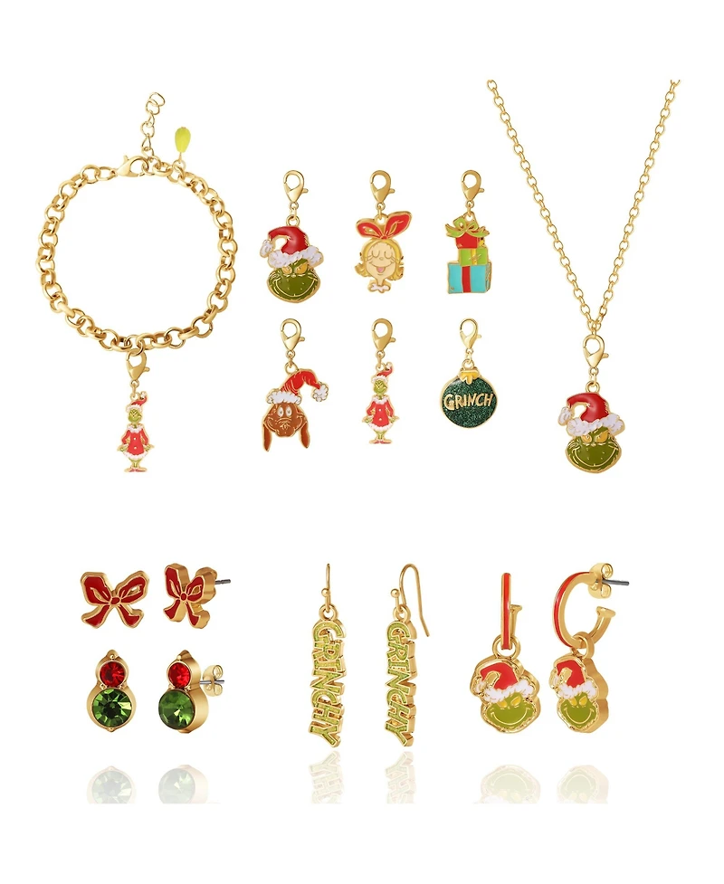 Dr. Seuss Grinch Jewelry Advent Gift Set: Necklace, Bracelet & Charms Mix & Match Christmas Calendar Box Collection