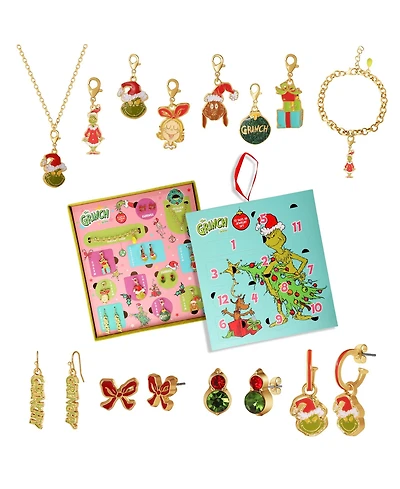 Dr. Seuss Grinch Jewelry Advent Gift Set: Necklace, Bracelet & Charms Mix & Match Christmas Calendar Box Collection