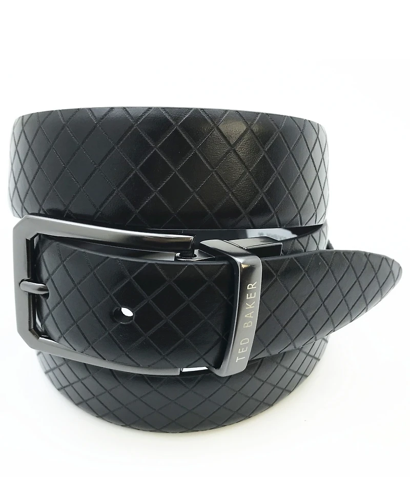 Ted Baker London Men's Black Embossed Leather Belt