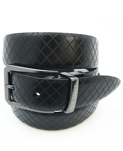 Ted Baker London Men's Black Embossed Leather Belt
