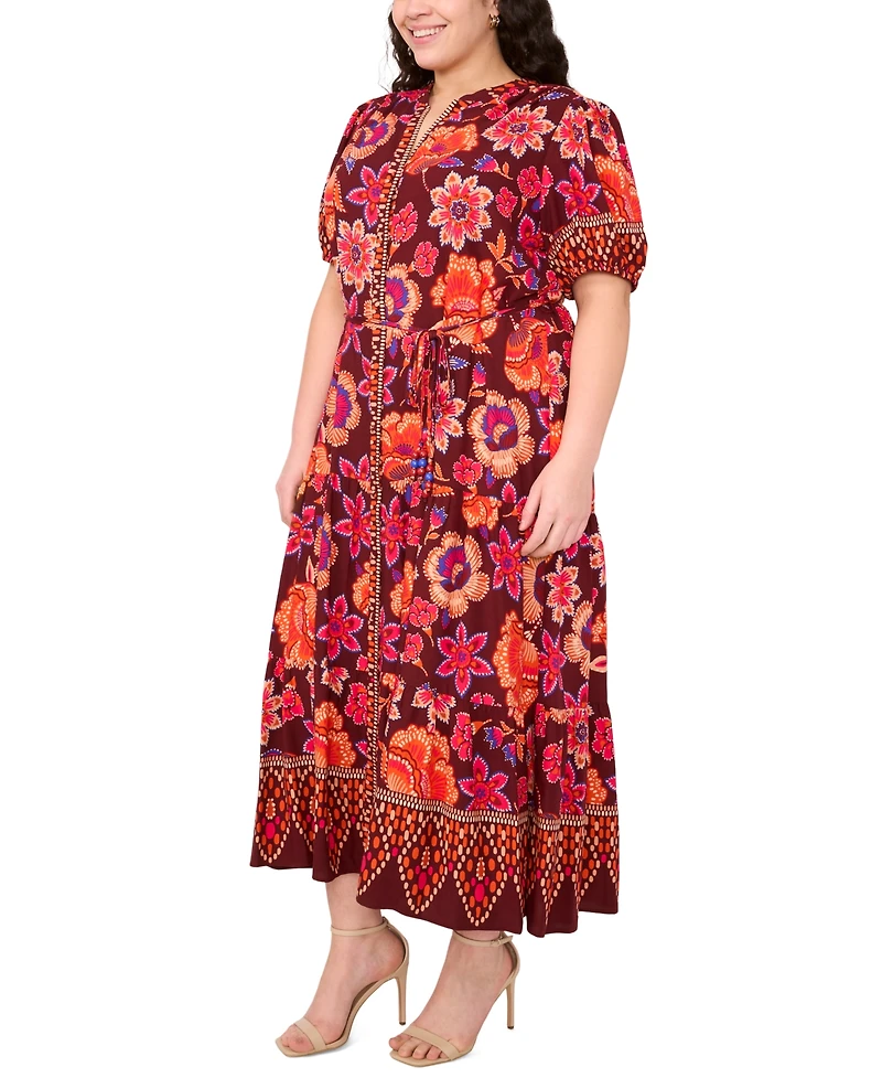 Msk Plus Puff Sleeves Maxi Dress