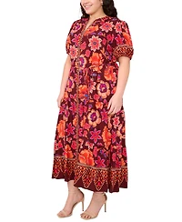 Msk Plus Puff Sleeves Maxi Dress
