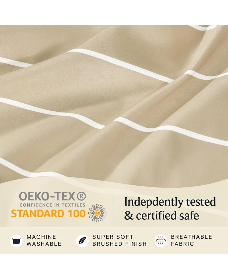 4PC Striped Silky Soft Cooling Deep Pocket Performance Sheet Set 