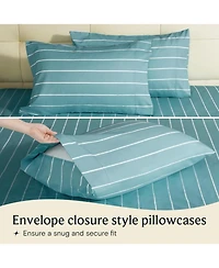 4PC Striped Silky Soft Cooling Deep Pocket Performance Sheet Set 