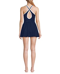 Lands' End Women's Dd-Cup Tugless High Neck Swim Dress Swimsuit