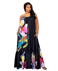Buxom Couture Women's Floral Voluminous Maxi Dress