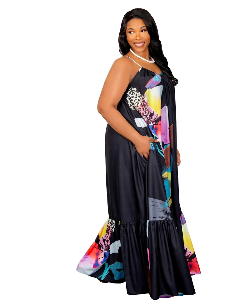 Buxom Couture Women's Floral Voluminous Maxi Dress