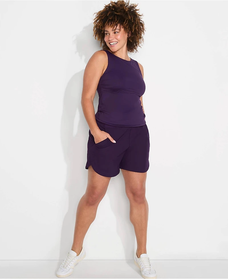 Lands' End Women's Curvy Fit 5" Quick Dry Board Shorts Swim with Panty