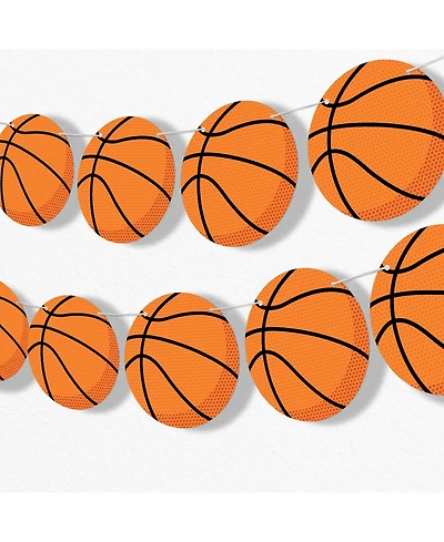 Big Dot of Happiness Basketball Garland Banner, 30 Feet of Cord, 15 Double-Sided Orange Basketballs