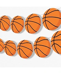 Big Dot of Happiness Basketball Garland Banner, 30 Feet of Cord, 15 Double-Sided Orange Basketballs