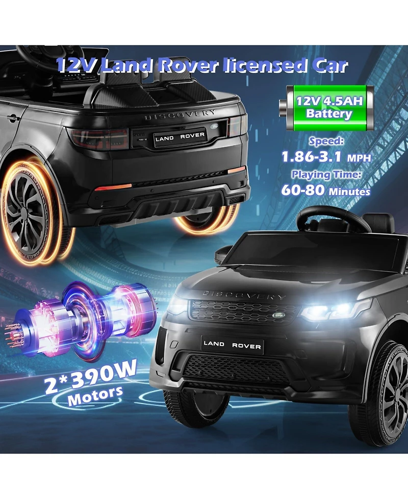Akiudex 12V Licensed Land Rover Kids Ride-On Car with Remote and MP3