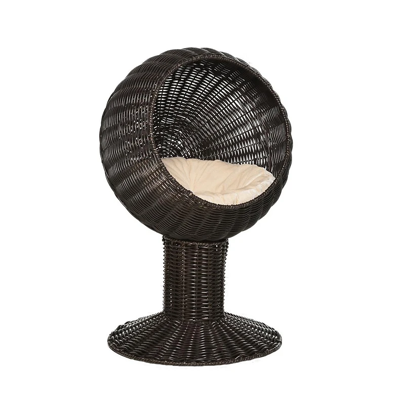 Zeus & Ruta 27" Rattan Cat House with Scratcher and Cushion