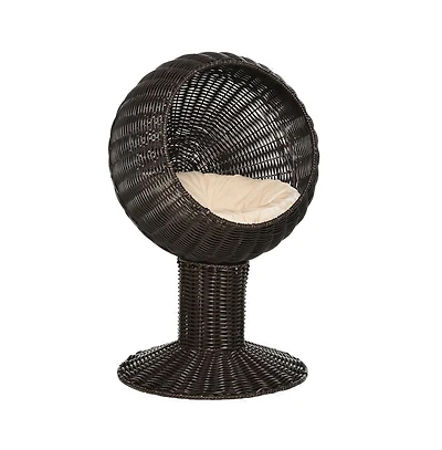 Zeus & Ruta 27" Rattan Cat House with Scratcher and Cushion