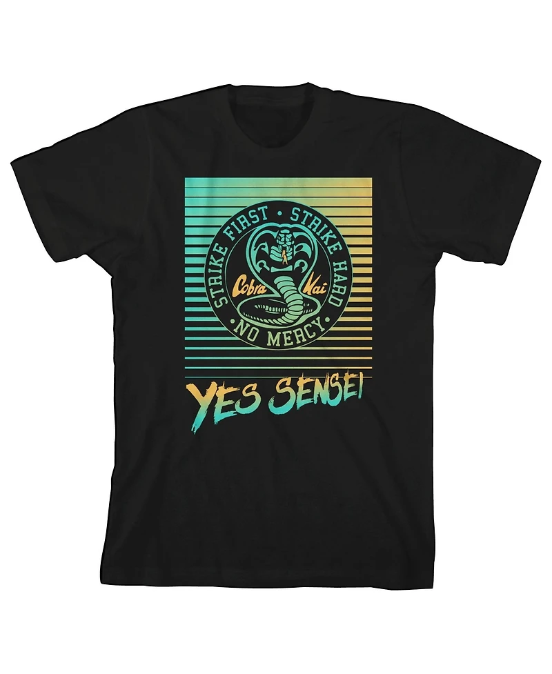 Cobra Kai Boys Strike First T V Show Series Youth Black Graphic Tee-xl