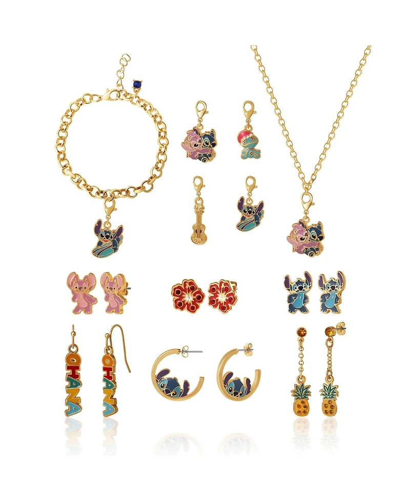 Disney Stitch Jewelry Advent Gift Set: Earrings, Necklace, Bracelet & Charms Mix & Match Christmas Calendar Box Collection