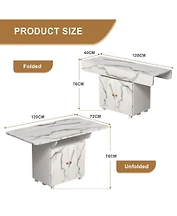 Casainc 47" Folding Dining Table with Storage Rack, Cabinet and Lockable Wheels