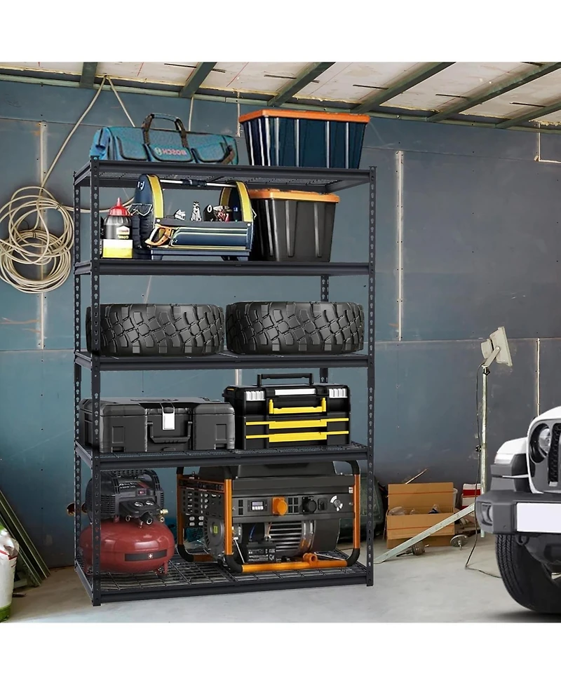 gaomon 48x24x72 Inch Garage Shelving Heavy Duty, Storage Shelves 2500Lbs Capacity, Adjustable Metal Shelving Unit, 5 Tier Industrial Shelves for Basem