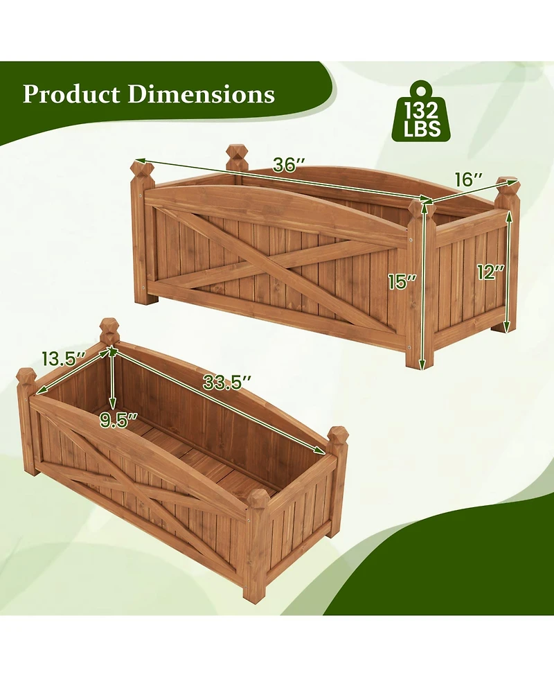 Gymax Wooden Raised Garden Bed Elevated Outdoor Planter Box w/ Drainage Holes for Patio