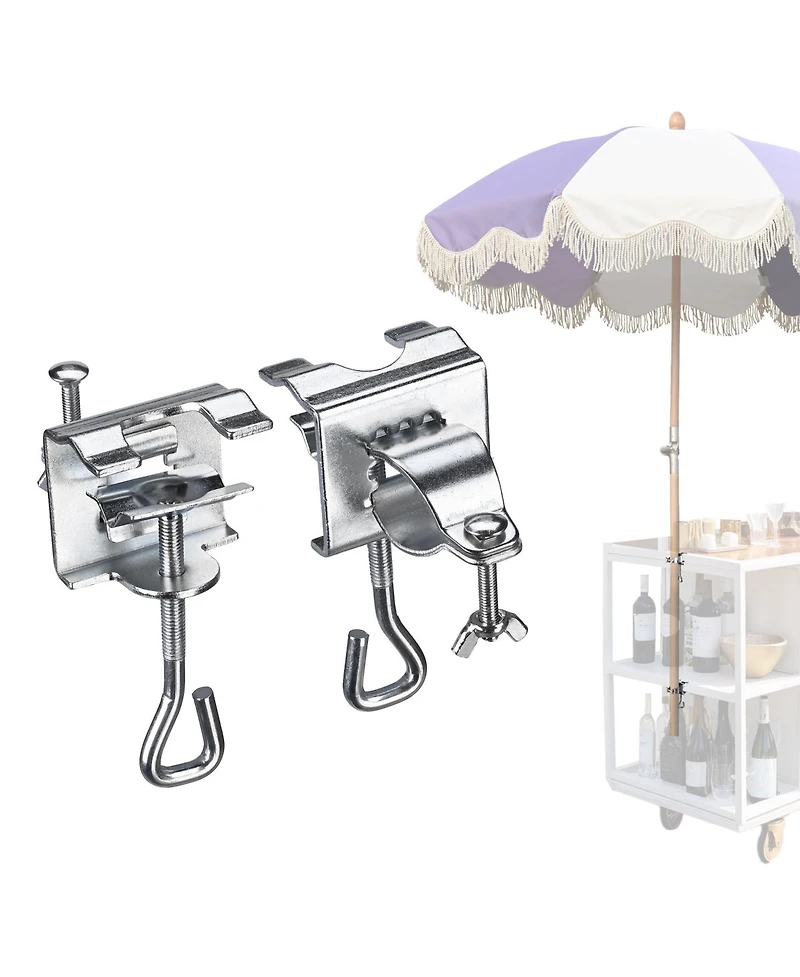 LAGarden 2 Pack Portable Deck Umbrella Mount Clamp Stand Holder for Outdoor Balcony Railing Bench Fence Mobile Cart