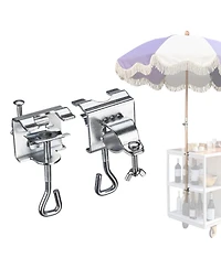 LAGarden 2 Pack Portable Deck Umbrella Mount Clamp Stand Holder for Outdoor Balcony Railing Bench Fence Mobile Cart