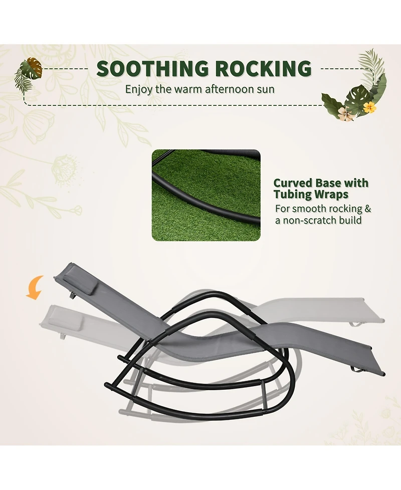 Outsunny Rocking Chair for Sunbathing, Lawn, Garden or Pool,