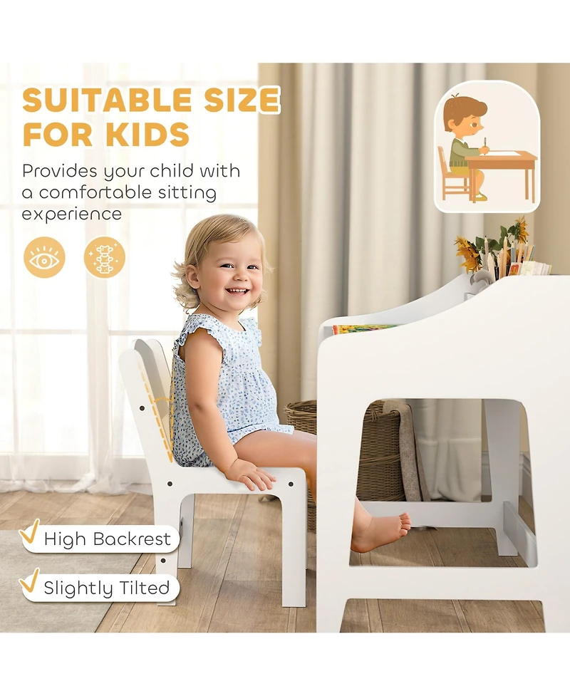 Qaba Kids Desk and Chair Set, Children Study Table with Chair,
