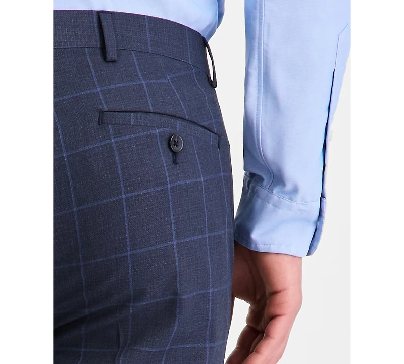 Kenneth Cole Reaction Men's Windowpane Slim-Fit Techni-Cole Suit Separate Pants