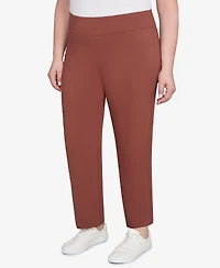 Hearts Of Palm Plus Solid Tech Stretch Ankle Length Pants