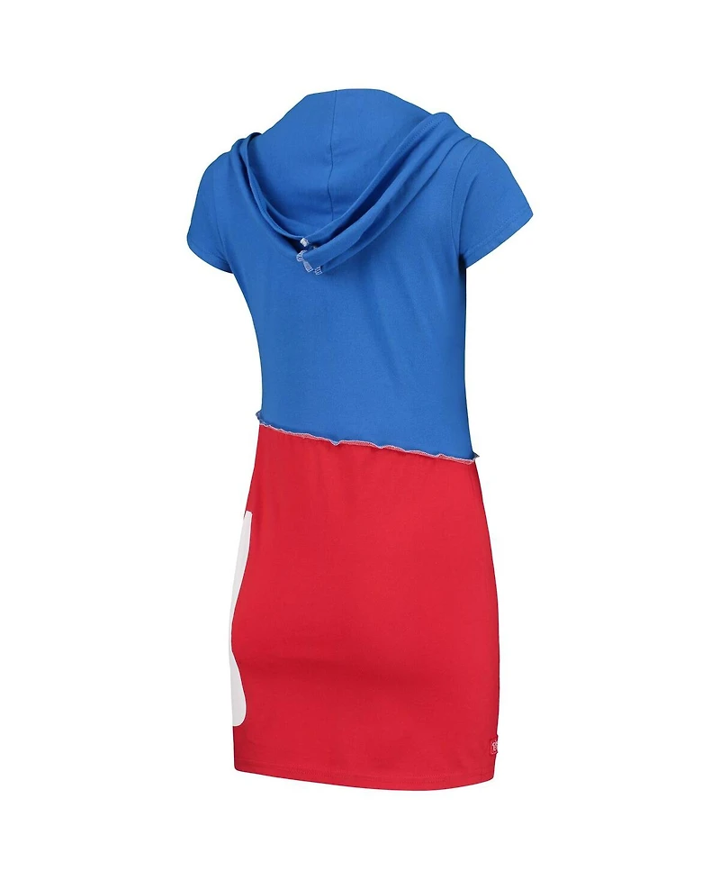 Refried Apparel Women's Royal/Red New York Giants Hooded Mini Dress