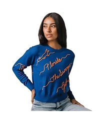 Kadyluxe Women's Royal Florida Gators Love Note Embroidered Pullover Sweater