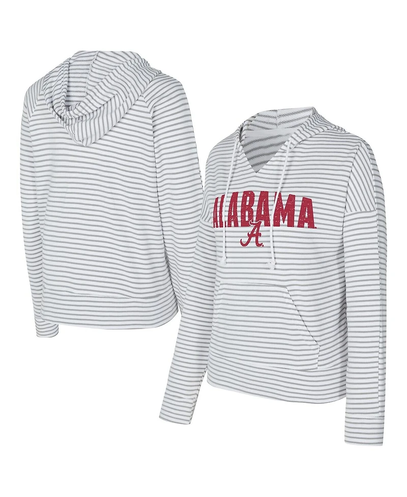 Concepts Sport Men's White/Gray Alabama Crimson Tide French Terry Striped V-Neck Pullover Hoodie