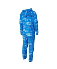 Concepts Sport Men's Blue Detroit Lions Shuffle All-Over-Print Microfleece Full-Zip Union Suit