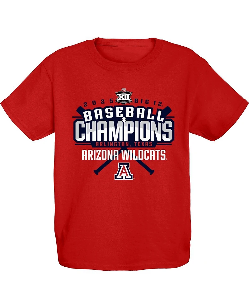 Blue 84 Big Boys and Girls Red Arizona Wildcats 2025 Big 12 Baseball Conference Tournament Champions Locker Room T-Shirt