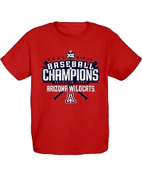 Blue 84 Big Boys and Girls Red Arizona Wildcats 2025 Big 12 Baseball Conference Tournament Champions Locker Room T-Shirt