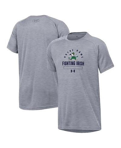 Under Armour Big Boys and Girls Heather Gray Notre Dame Fighting Irish Ultra Soft Rye Tech Performance T-Shirt
