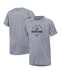 Under Armour Big Boys and Girls Heather Gray Notre Dame Fighting Irish Ultra Soft Rye Tech Performance T-Shirt
