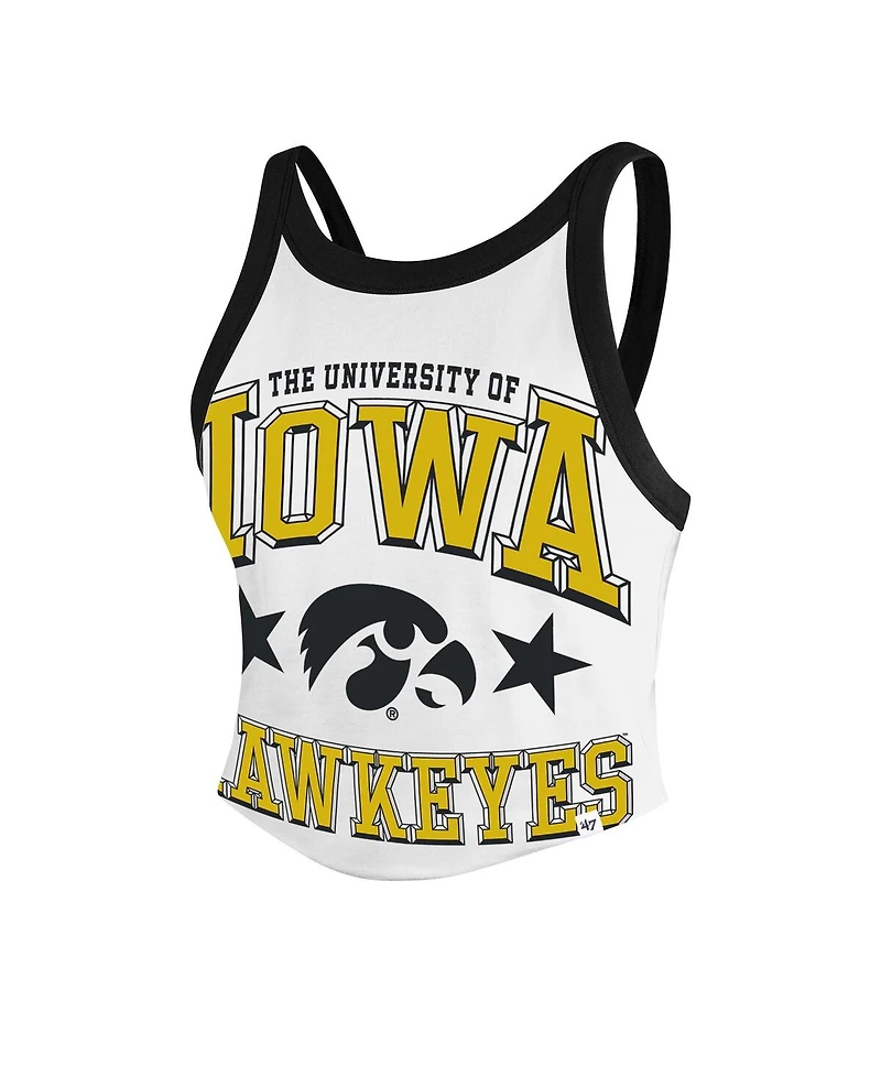 47 Brand Women's White Iowa Hawkeyes Energize Sporty Cropped Racerback Tank Top